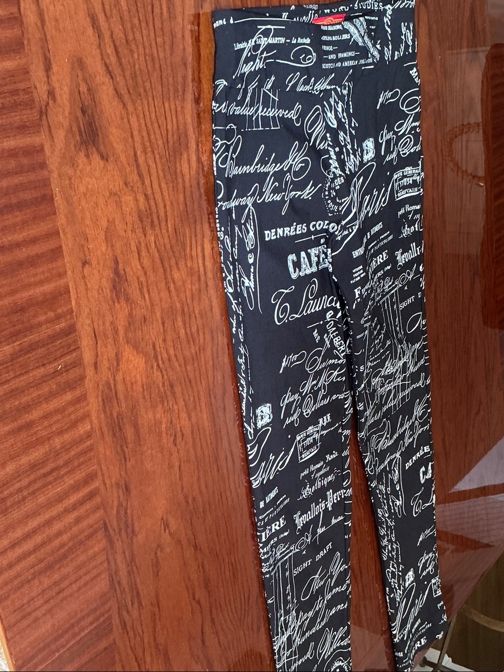 Black Script-Print Kids Leggings